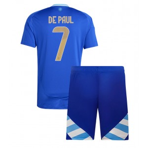 Fotbalové Dres Argentina Rodrigo De Paul #7 Dětské Venkovní Oblečení Copa America 2024 Krátký Rukáv (+ trenýrky)